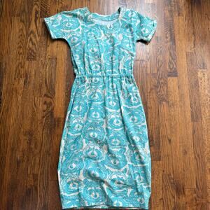 Raccoon Dress Handmade Amazing Quirky Trash Panda Dress Size XS/S Turquoise